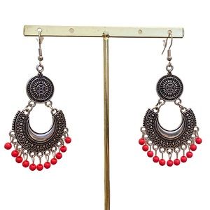 Crescant Embossed Fringe Cancun Earring